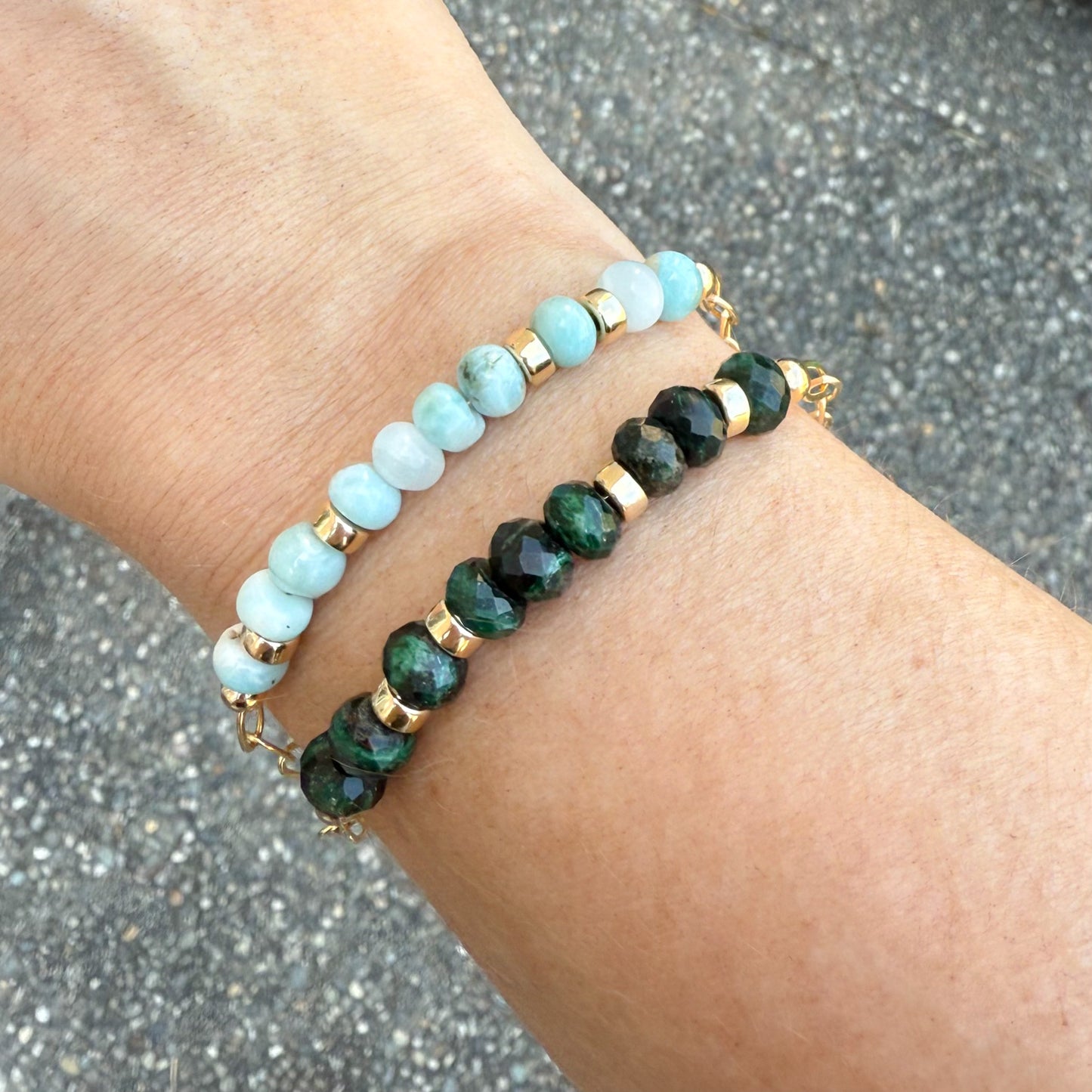 Kai Larimar or Emerald Bracelet