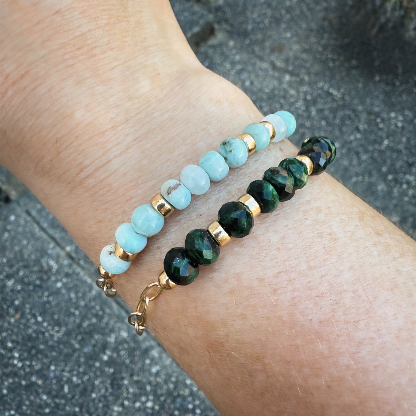 Kai Larimar or Emerald Bracelet