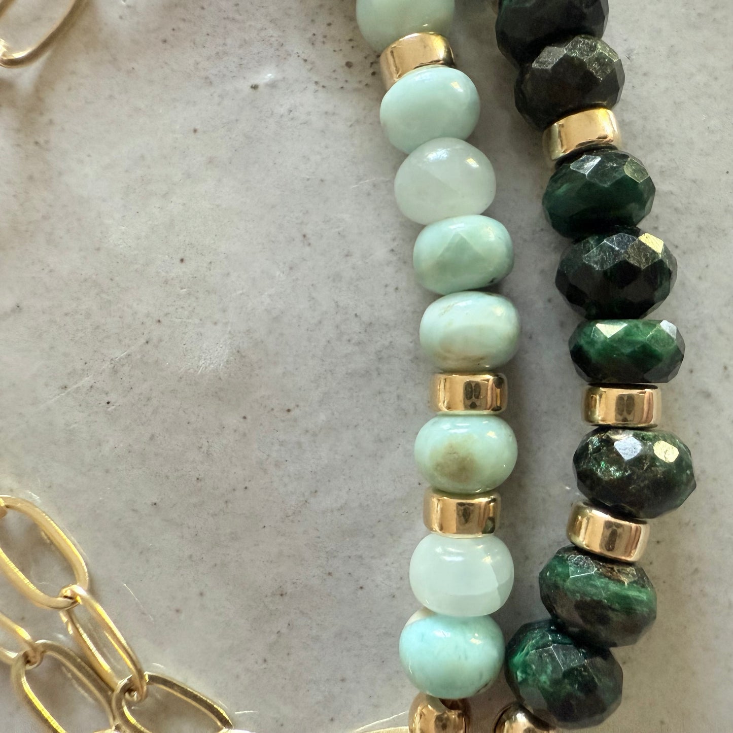 Kai Larimar or Emerald Bracelet