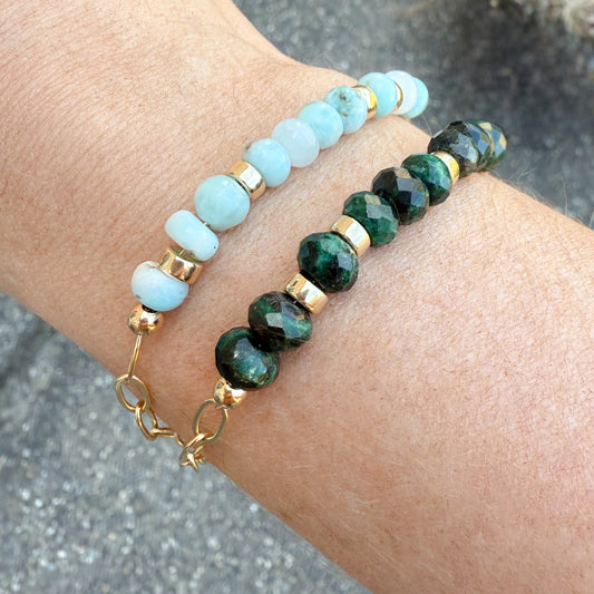 Kai Larimar or Emerald Bracelet