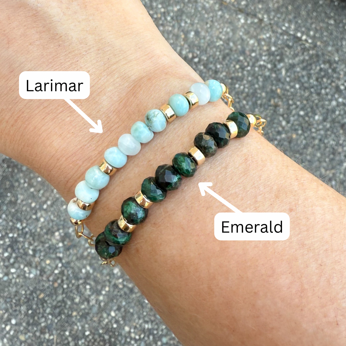 Kai Larimar or Emerald Bracelet